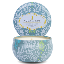 Load image into Gallery viewer, Linen & Lace Candle Tin